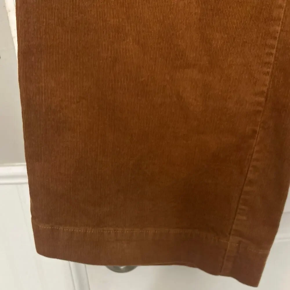 LOFT Palmer Wide Leg Patch Pocket Brushed Corduroy Pants Brown Cotton Blend 8